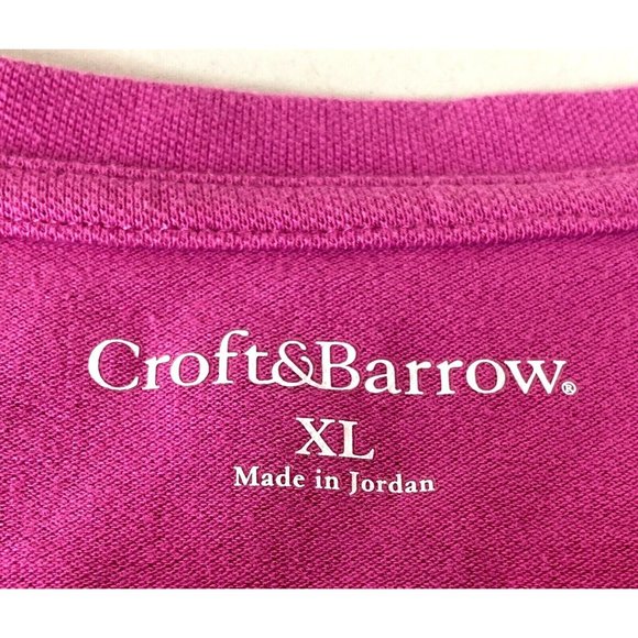 Croft & Barrow Women's Striped Top Half Sleeve to 3/4 Sleeve Mauve Button Tab - Picture 7 of 7